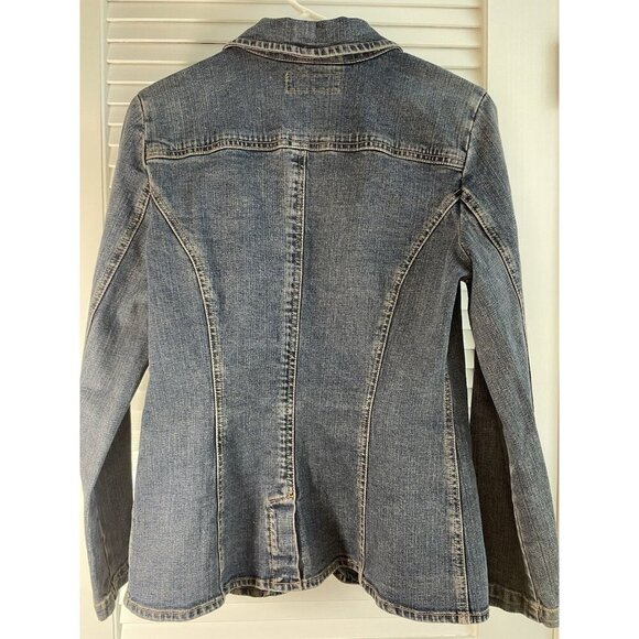 Vintage 90’s Levi Strauss Signature Women’s Blazer Jacket Stretch Denim Sz M - Picture 5 of 10